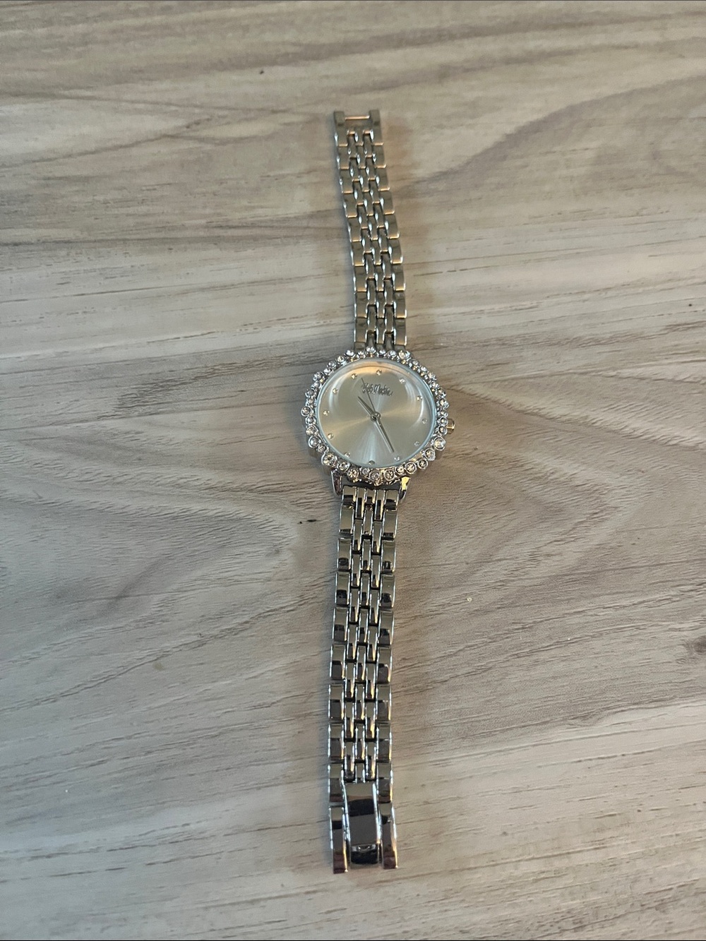 Bob Mackie Silver-Tone Crystal Bezel Women's Watch